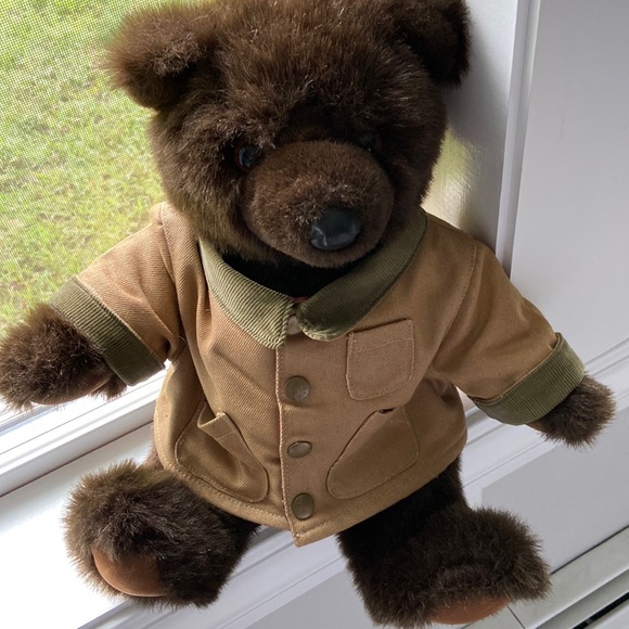 L.L. Bean Toys Ll Bean Vintage Jointed Brown Stuffed Bear With Barn